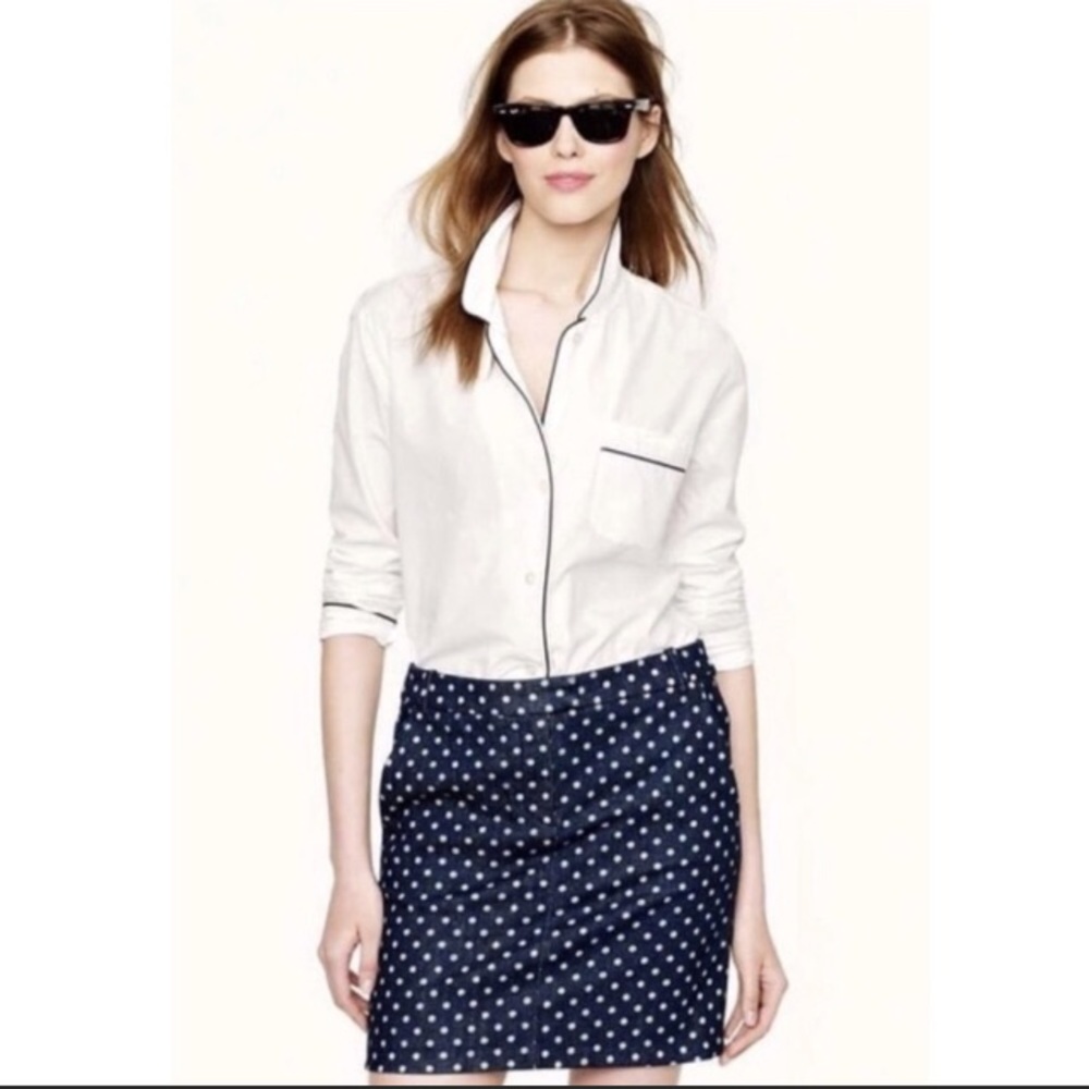 J Crew postcard denim mini skirt